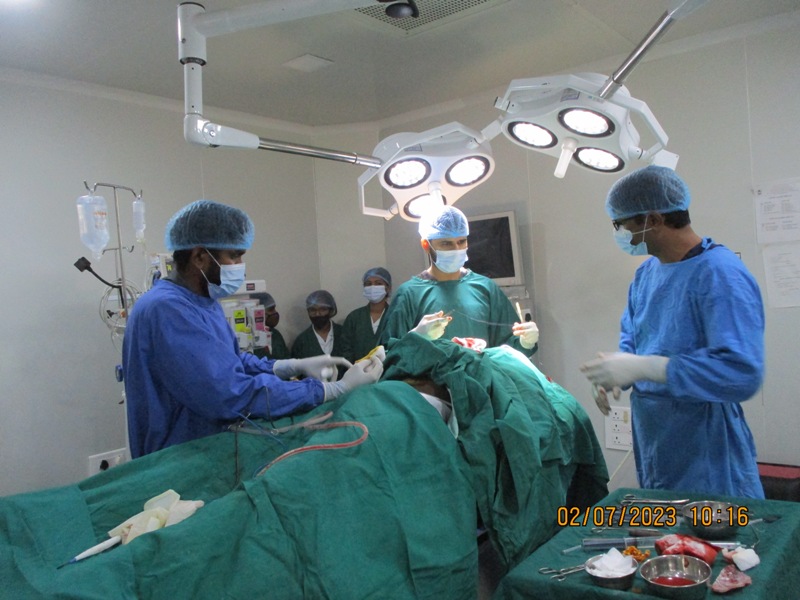 Operating theatre team during a procedure
